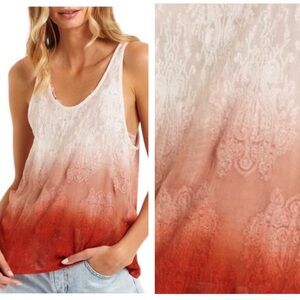 SECRET MISSION LACE EMBROIDERED ZUMA BEACH LAYLA SHERBET GRADIENT TANK M…